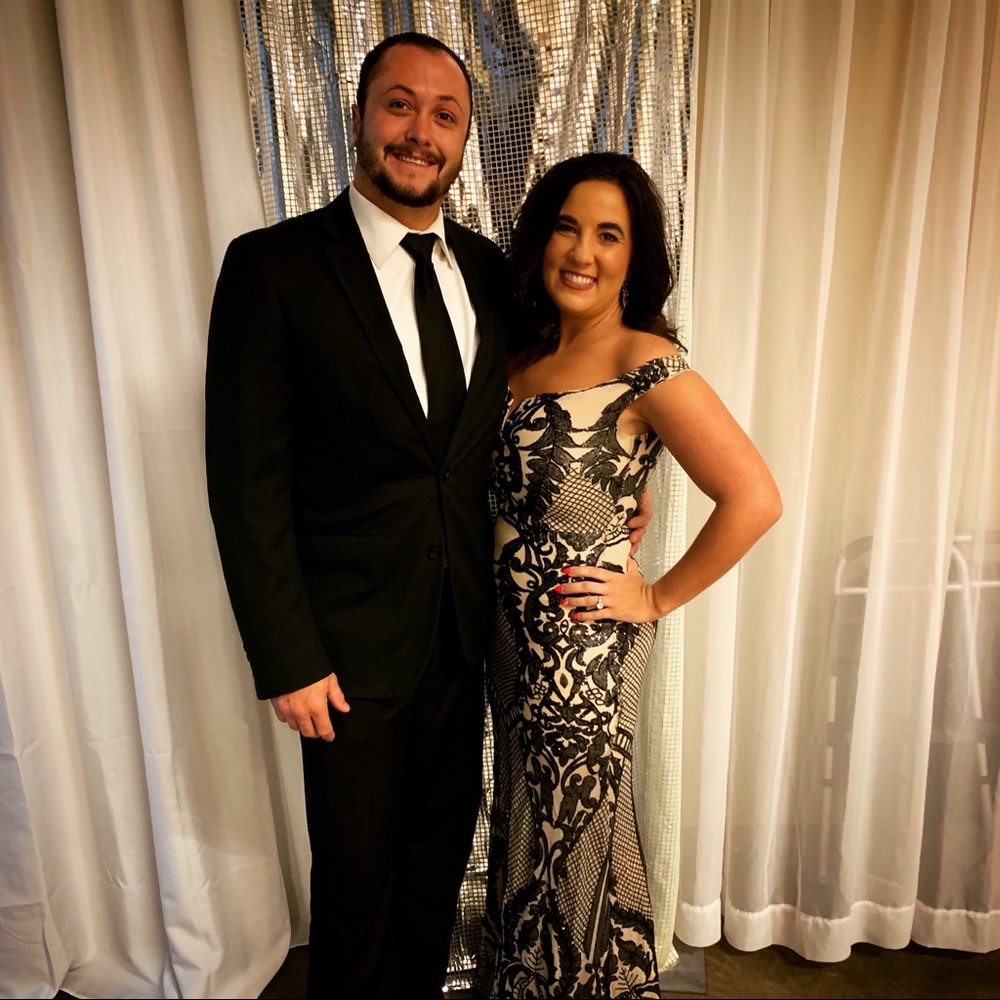 Black and Nude Sequin Long Forman Dress Gown Gala